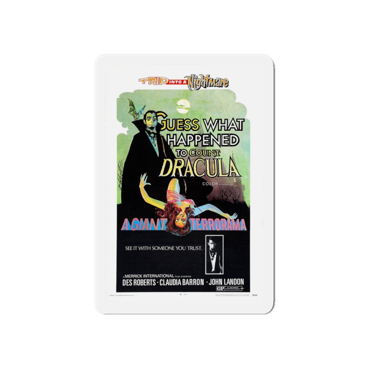 GUESS WHAT HAPPENED TO COUNT DRACULA 1971 Movie Poster - Die-Cut Magnet-6 × 6"-The Sticker Space