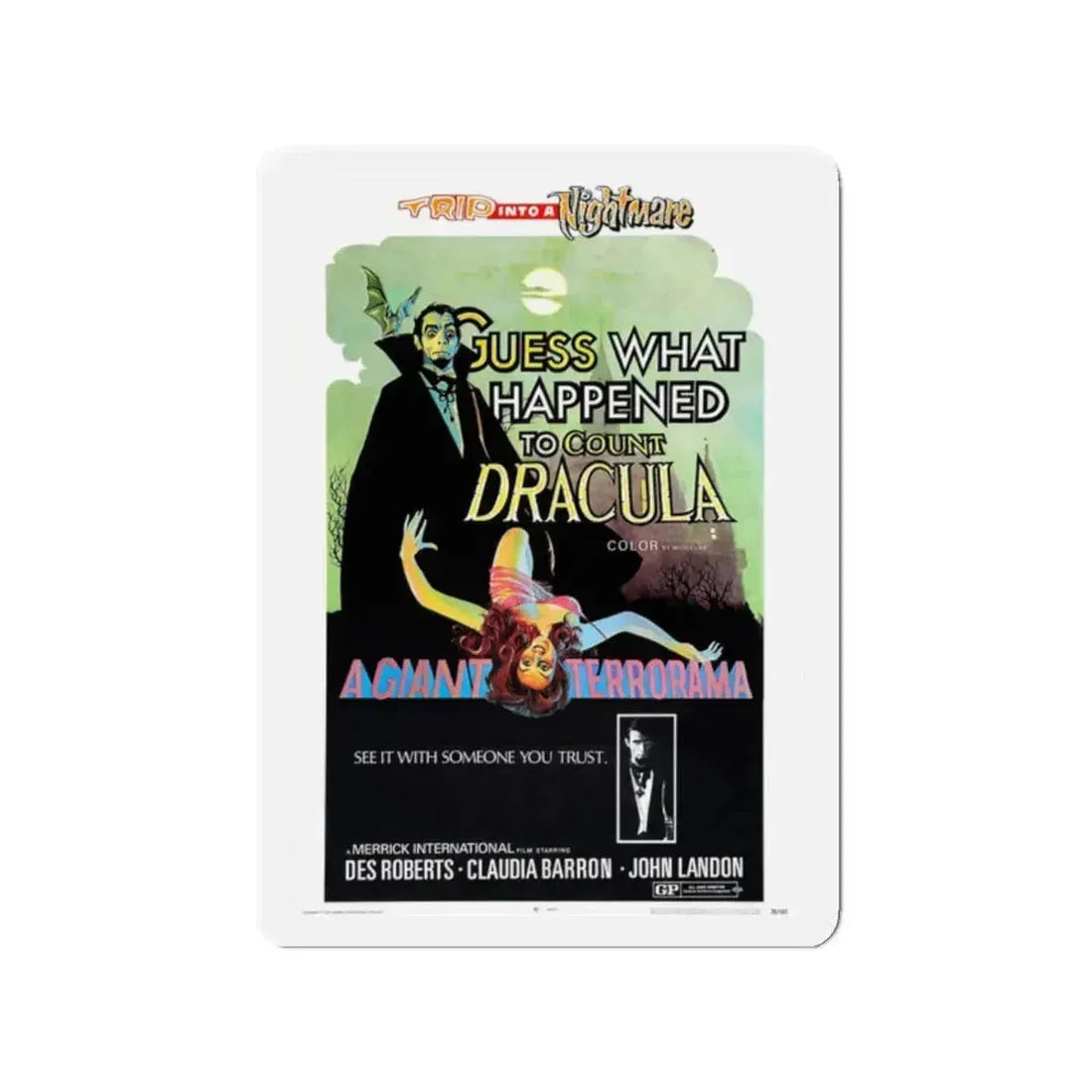 GUESS WHAT HAPPENED TO COUNT DRACULA 1971 Movie Poster - Refrigerator Magnet 2 Inch - The Sticker Space