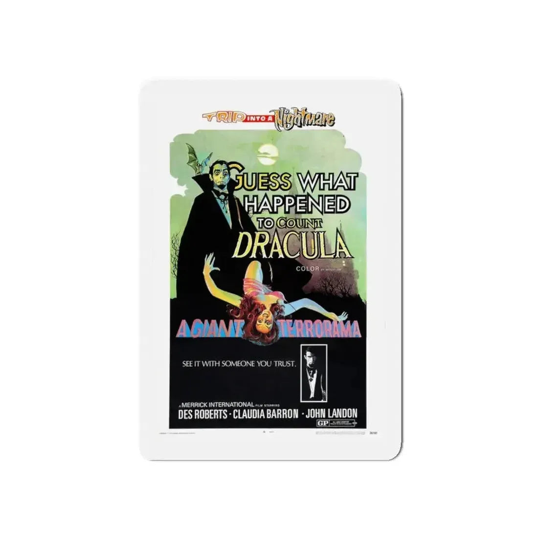 GUESS WHAT HAPPENED TO COUNT DRACULA 1971 Movie Poster - Refrigerator Magnet - The Sticker Space