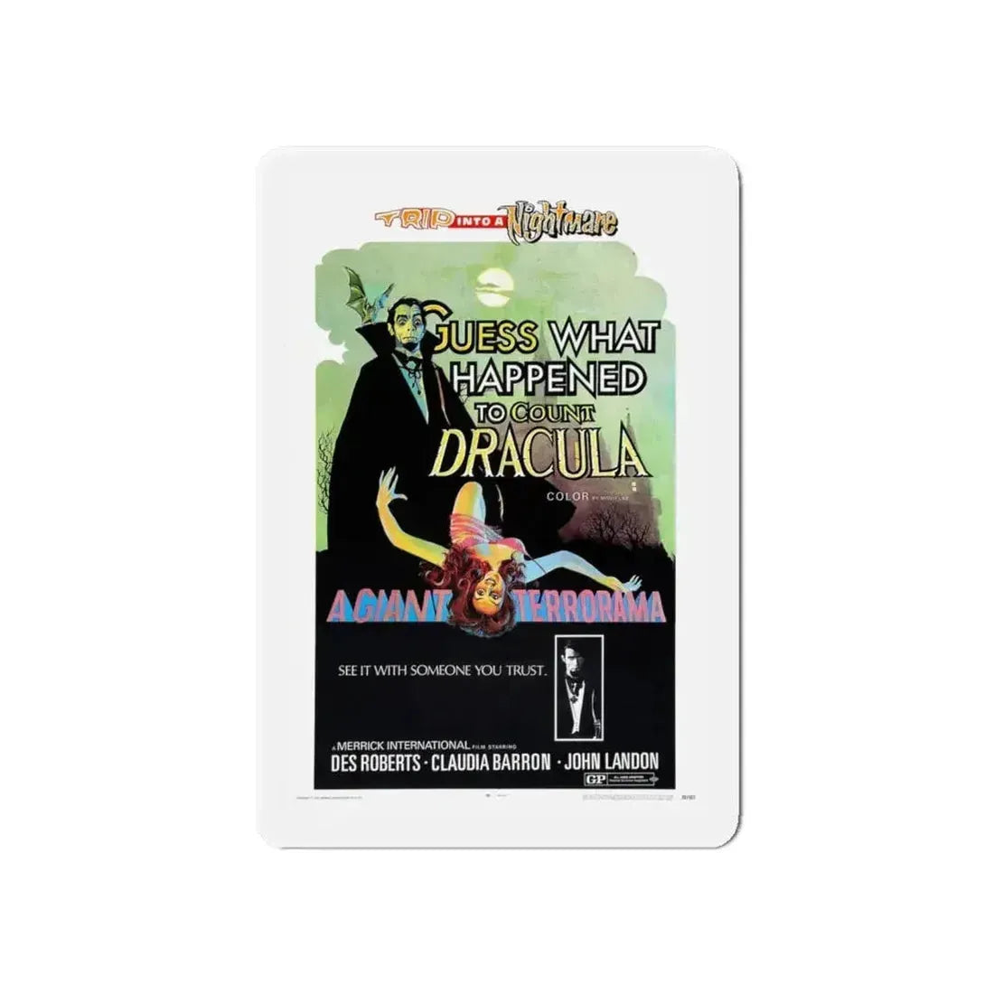 GUESS WHAT HAPPENED TO COUNT DRACULA 1971 Movie Poster - Refrigerator Magnet - The Sticker Space