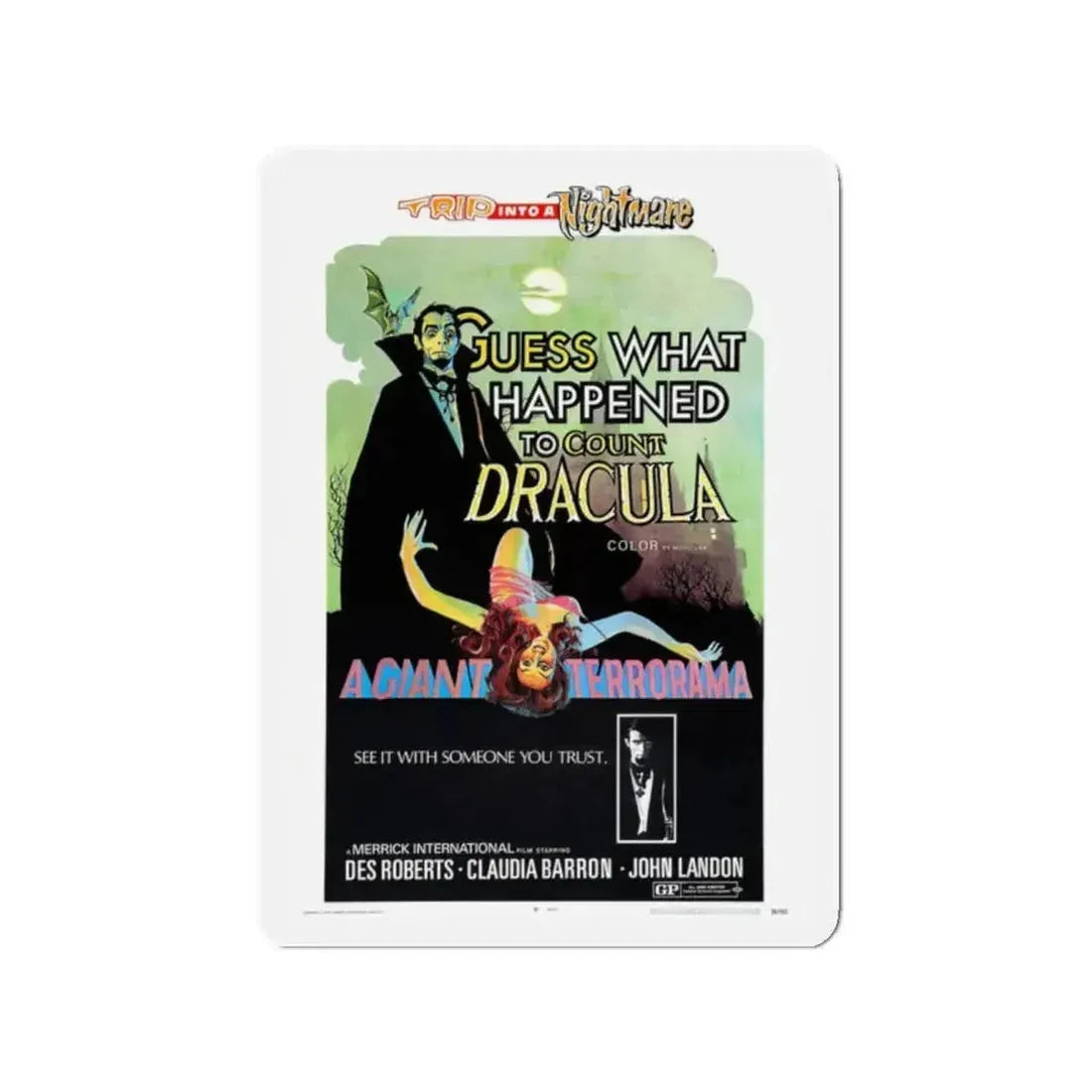 GUESS WHAT HAPPENED TO COUNT DRACULA 1971 Movie Poster - Refrigerator Magnet - The Sticker Space