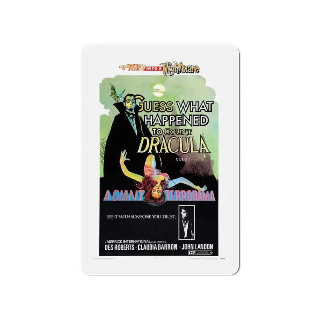 GUESS WHAT HAPPENED TO COUNT DRACULA 1971 Movie Poster - Refrigerator Magnet - The Sticker Space