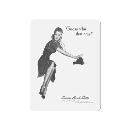 Guess who that was, Cannon Percale Sheets ad, 1944 (Magazine Illustration) Refrigerator Magnet 5 Inch - The Sticker Space