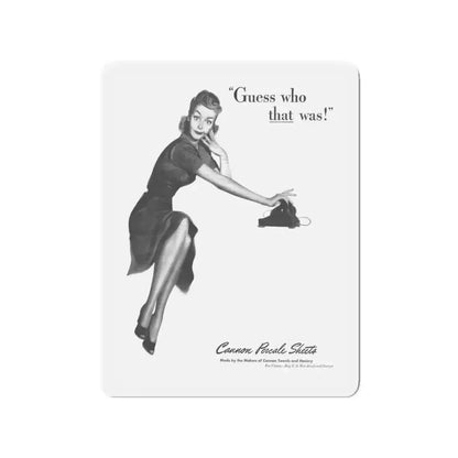 Guess who that was, Cannon Percale Sheets ad, 1944 (Magazine Illustration) Refrigerator Magnet - The Sticker Space