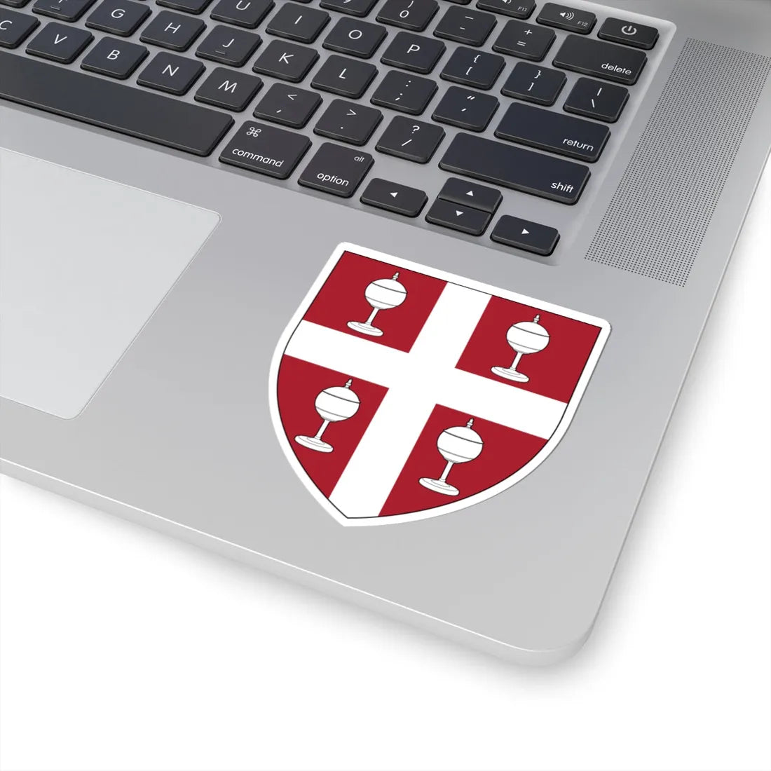 Gules a cross argent between four cups argent (United Kingdom) (Coat of Arms) STICKER Vinyl Kiss-Cut Decal - The Sticker Space