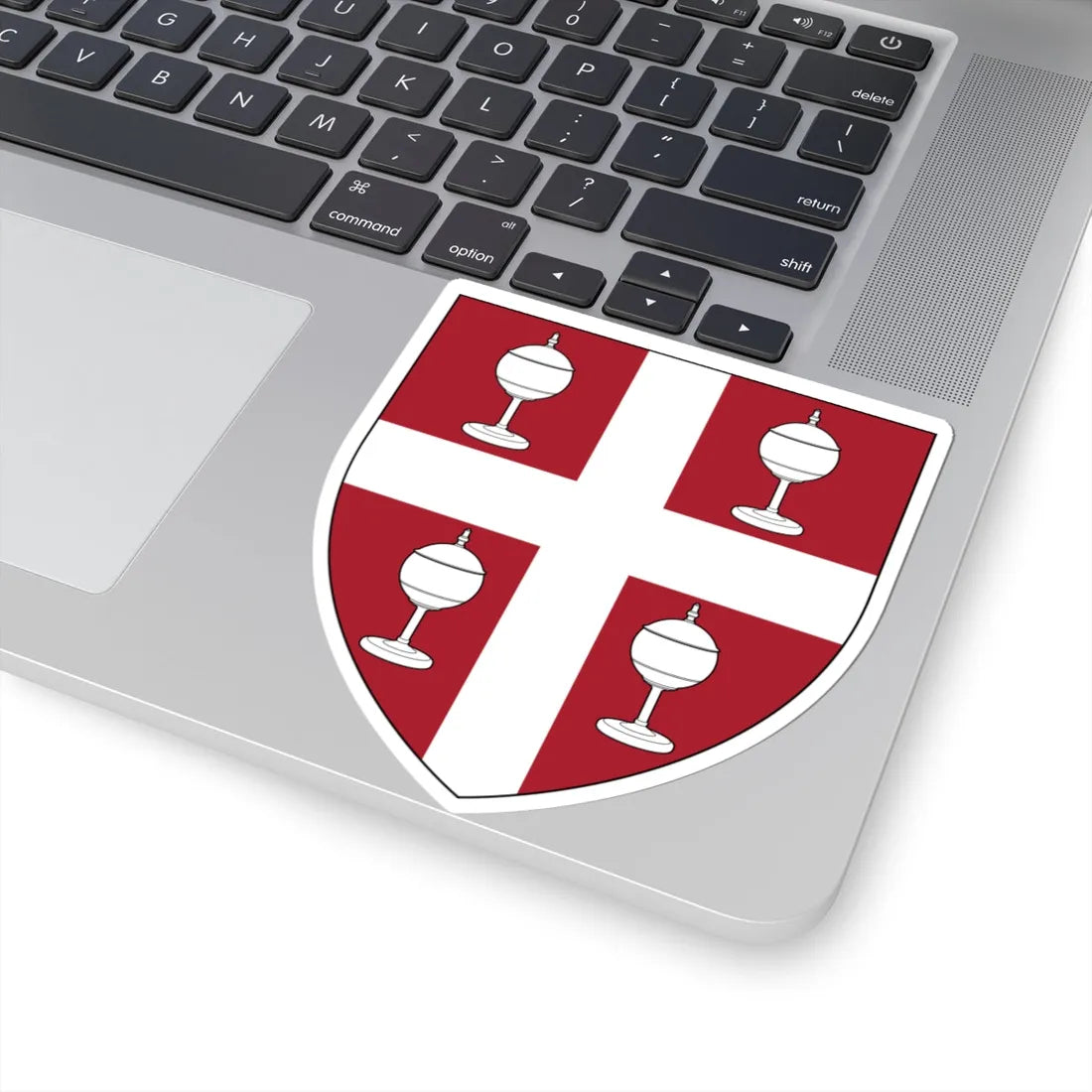Gules a cross argent between four cups argent (United Kingdom) (Coat of Arms) STICKER Vinyl Kiss-Cut Decal - The Sticker Space