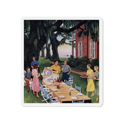 Gulf Coast Shrimp Supper, Collier's,  March 19, 1954 (Magazine Illustration) Refrigerator Magnet 2 Inch - The Sticker Space