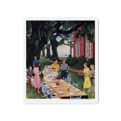 Gulf Coast Shrimp Supper, Collier's,  March 19, 1954 (Magazine Illustration) Refrigerator Magnet 4 Inch - The Sticker Space