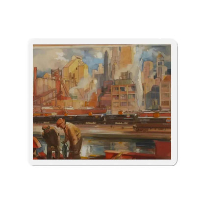 Gulf Refining Co. Ad Illustration (Magazine Illustration) Refrigerator Magnet 2 Inch Die-Cut - The Sticker Space