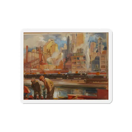 Gulf Refining Co. Ad Illustration (Magazine Illustration) Refrigerator Magnet 6 Inch Die-Cut - The Sticker Space