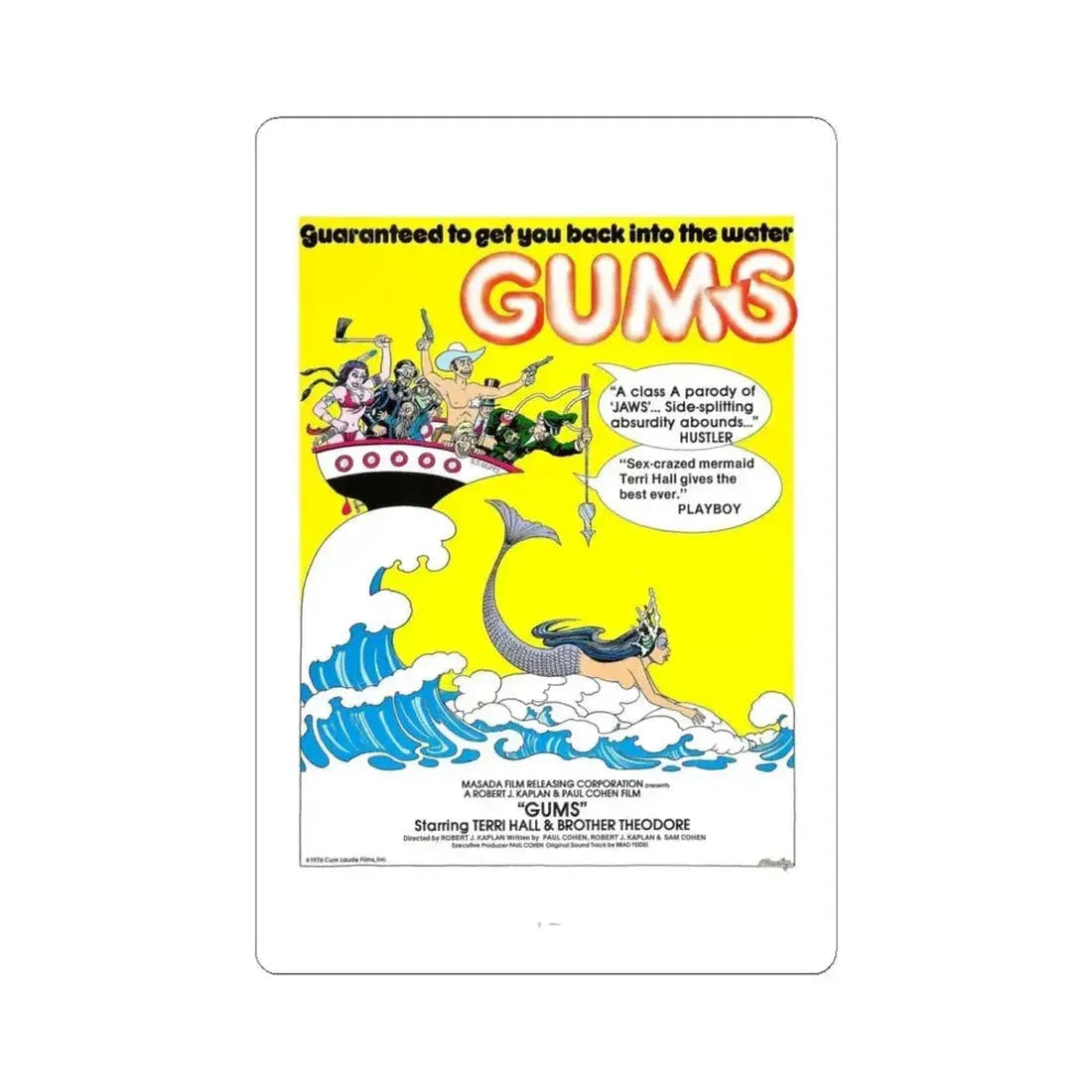 GUMS 1976 Movie Poster - STICKER Vinyl Kiss-Cut Decal 6 Inch White - The Sticker Space