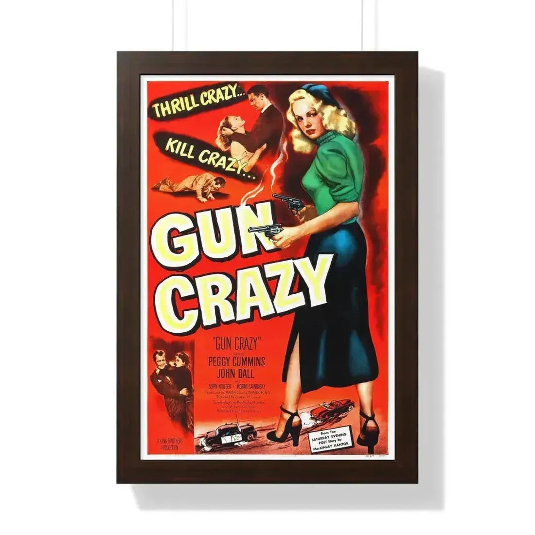 GUN CRAZY (DEADLY IS THE FEMALE) 1950 - Framed Movie Poster 16″ x 24″ Walnut - The Sticker Space