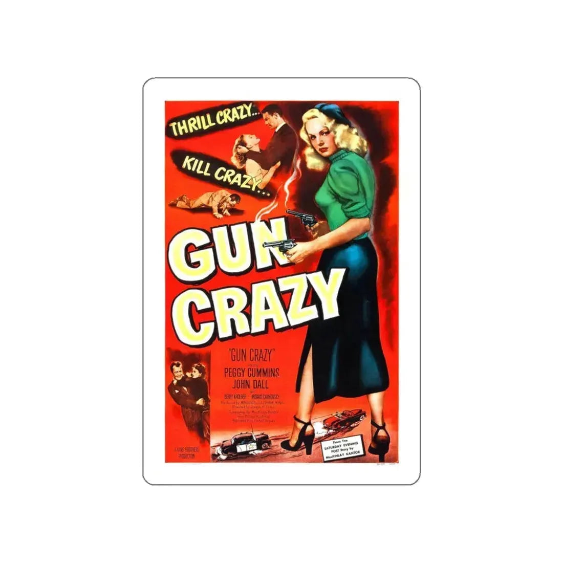 GUN CRAZY (DEADLY IS THE FEMALE) 1950 Movie Poster STICKER Vinyl Die-Cut Decal 6 Inch - The Sticker Space