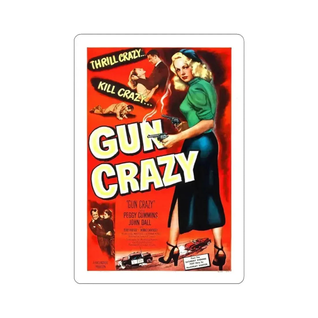 GUN CRAZY (DEADLY IS THE FEMALE) 1950 Movie Poster - STICKER Vinyl Kiss-Cut Decal 6 Inch White - The Sticker Space