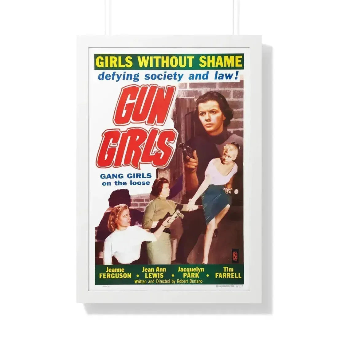 GUN GIRLS 1957 - Framed Movie Poster 20" x 30" White - The Sticker Space