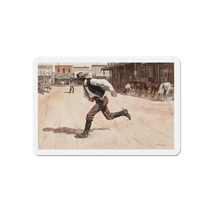 Gunfight, Argosy magazine interior illustration, 1958 (Magazine Illustration) Refrigerator Magnet - The Sticker Space