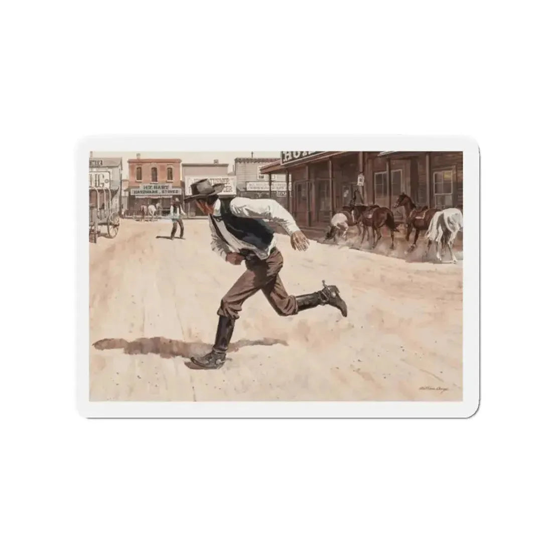 Gunfight, Argosy magazine interior illustration, 1958 (Magazine Illustration) Refrigerator Magnet - The Sticker Space