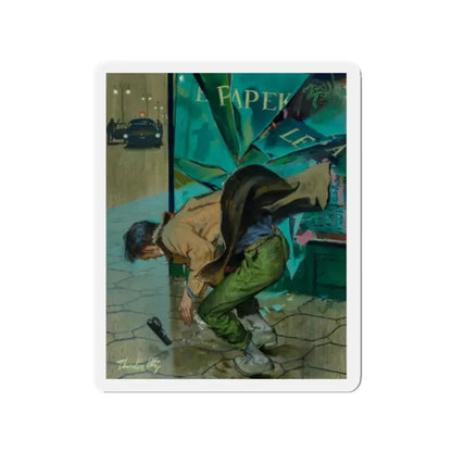 Gunman Shot by Police on City Street (Magazine Illustration) Refrigerator Magnet 2 Inch - The Sticker Space