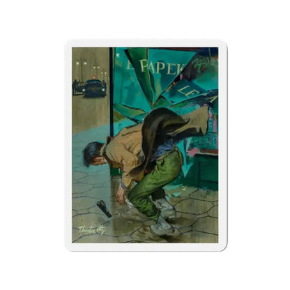 Gunman Shot by Police on City Street (Magazine Illustration) Refrigerator Magnet 3 Inch - The Sticker Space