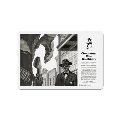 Gunmen Die Sudden, Adventure, May 1957 (Magazine Illustration) Refrigerator Magnet 4 Inch Die-Cut - The Sticker Space