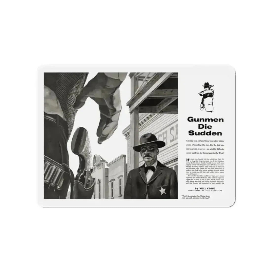 Gunmen Die Sudden, Adventure, May 1957 (Magazine Illustration) Refrigerator Magnet - The Sticker Space