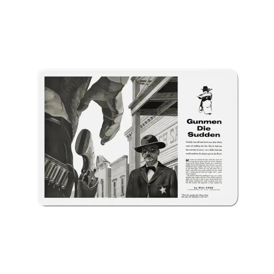 Gunmen Die Sudden, Adventure, May 1957 (Magazine Illustration) Refrigerator Magnet - The Sticker Space