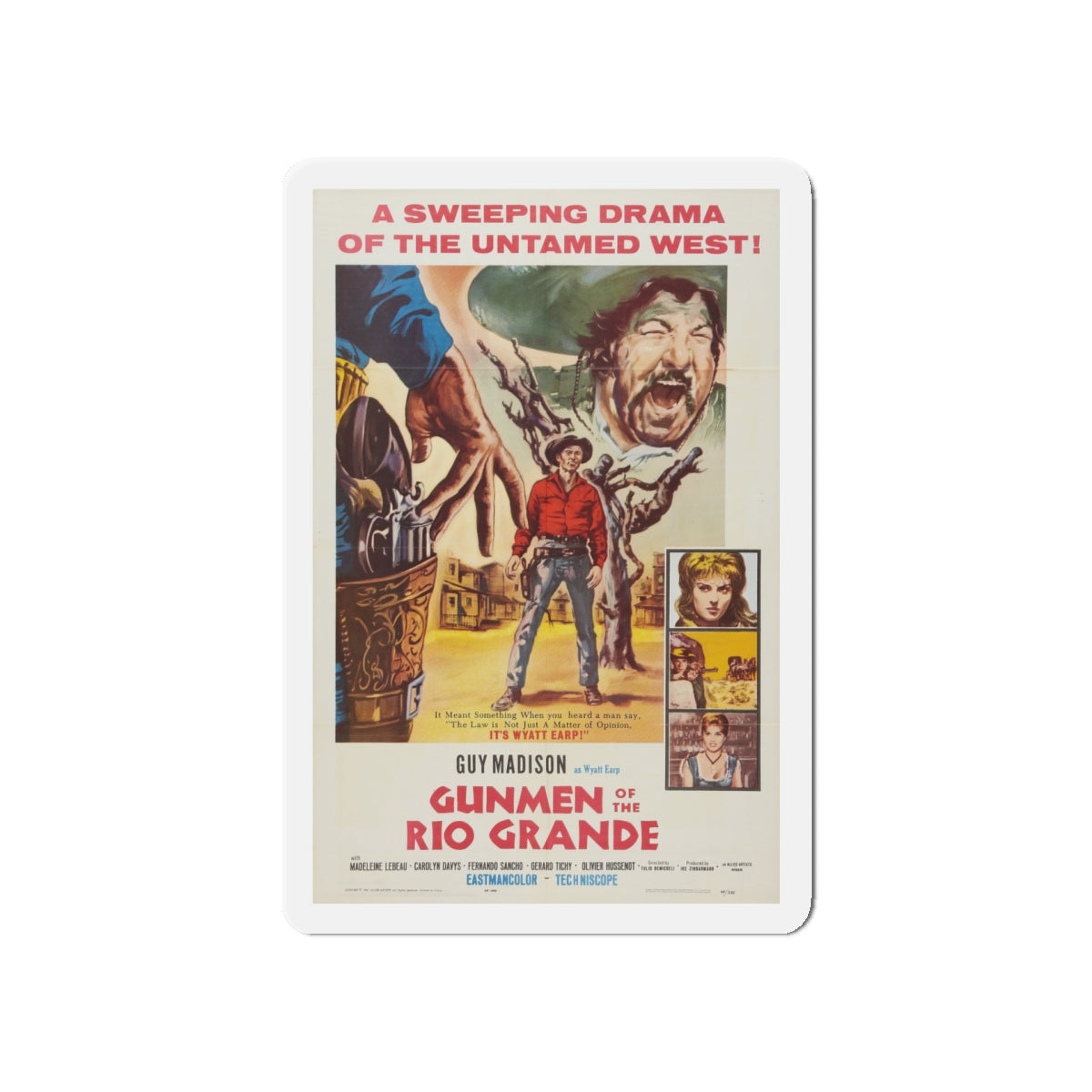 GUNMEN OF THE RIO GRANDE 1964 Movie Poster - Die-Cut Magnet-5" x 5"-The Sticker Space