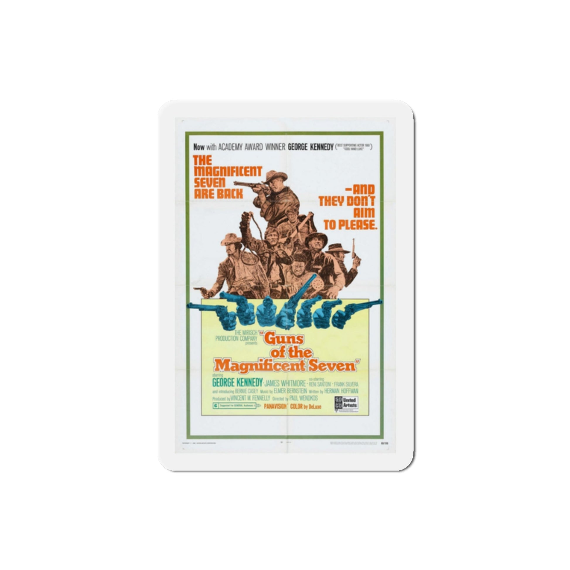 Guns of the Magnificent Seven 1969 Movie Poster Die-Cut Magnet-2 Inch-The Sticker Space