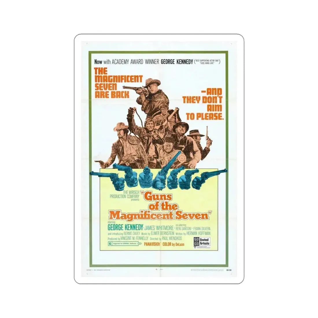 Guns of the Magnificent Seven 1969 Movie Poster STICKER Vinyl Die-Cut Decal 6 Inch - The Sticker Space