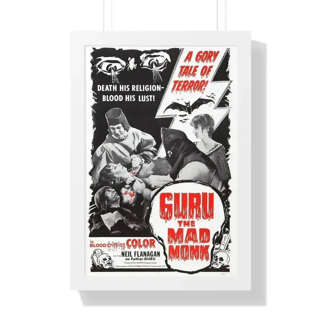 GURU THE MAD MONK 1970 - Framed Movie Poster 16″ x 24″ White - The Sticker Space