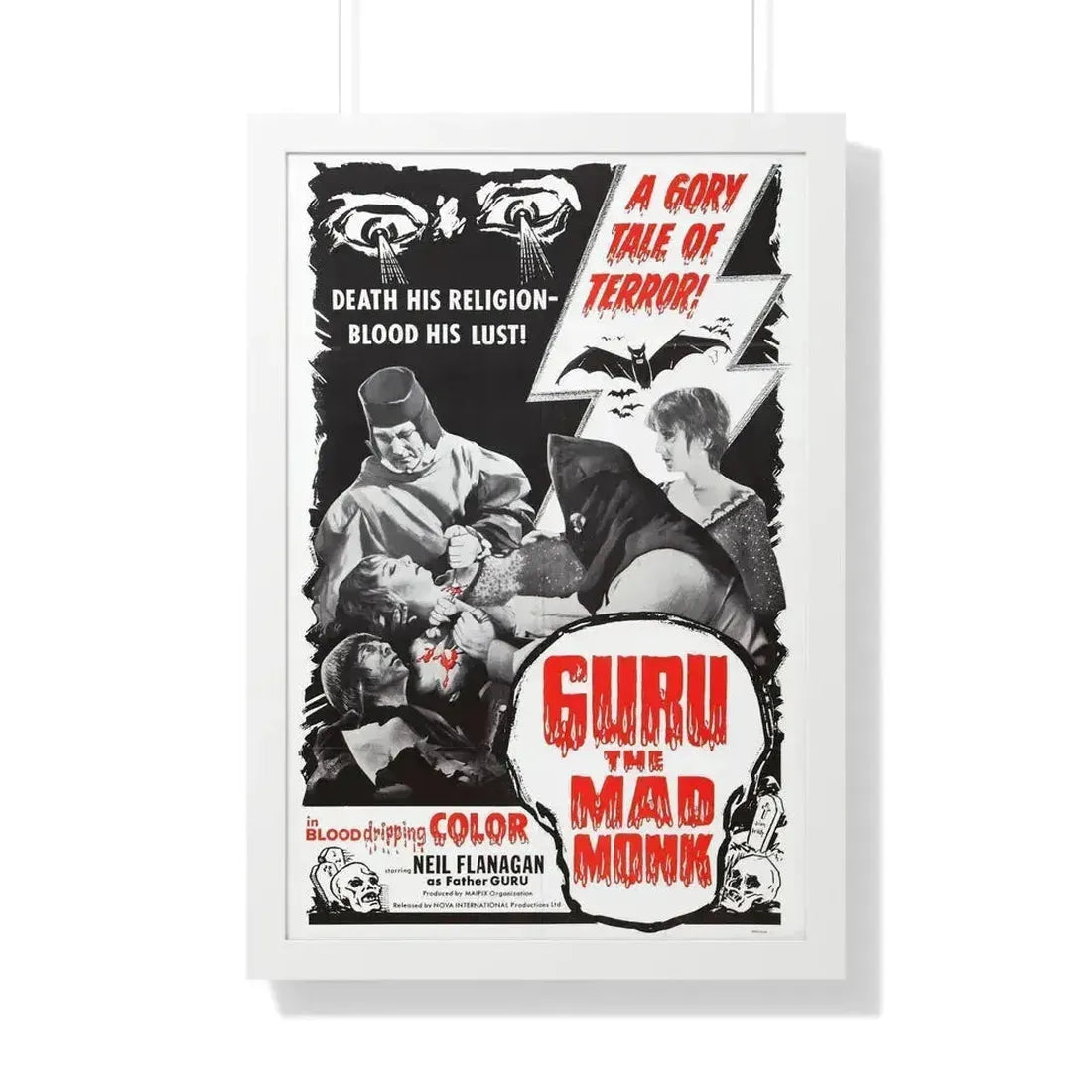 GURU THE MAD MONK 1970 - Framed Movie Poster 20" x 30" White - The Sticker Space