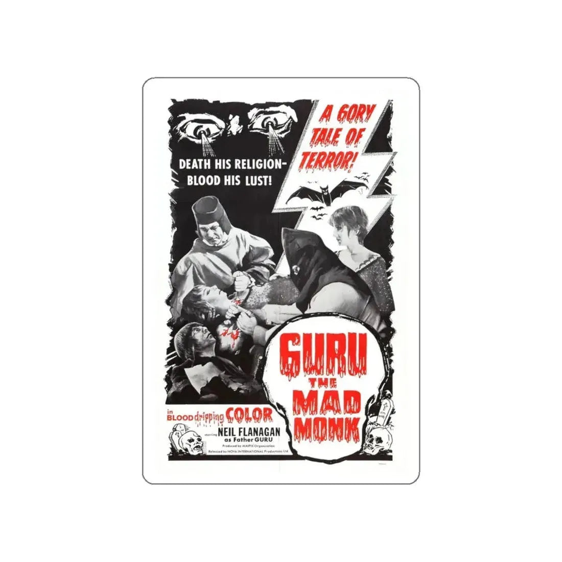 GURU THE MAD MONK 1970 Movie Poster STICKER Vinyl Die-Cut Decal 4 Inch - The Sticker Space