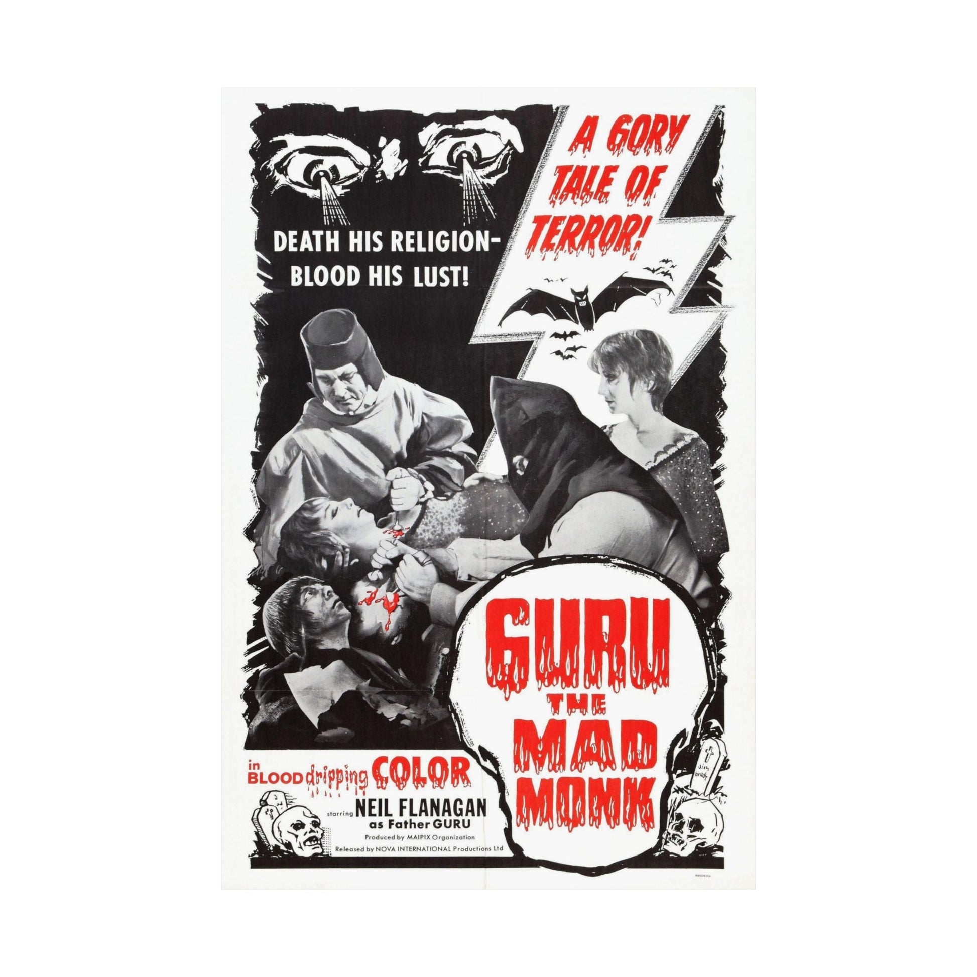 GURU THE MAD MONK 1970 - Paper Movie Poster-The Sticker Space