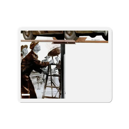 Gus and the Bewitched Brakes, Popular Science, May 1950 (Magazine Illustration) Refrigerator Magnet 2 Inch Die-Cut - The Sticker Space