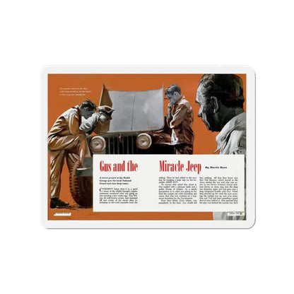 Gus and the Miracle Jeep, Popular Science, August 1950 (Magazine Illustration) Refrigerator Magnet - The Sticker Space