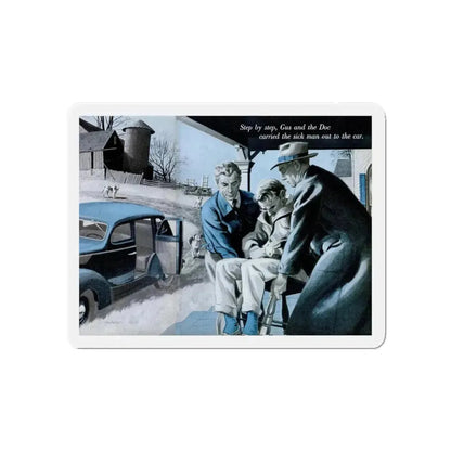 Gus Answers an Ambulance Call, Popular Science, December 1953 (Magazine Illustration) Refrigerator Magnet 5 Inch Die-Cut - The Sticker Space