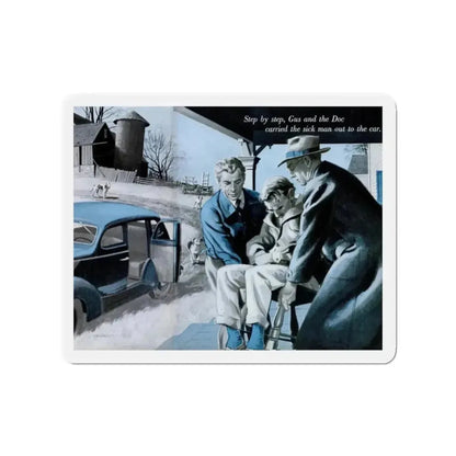 Gus Answers an Ambulance Call, Popular Science, December 1953 (Magazine Illustration) Refrigerator Magnet - The Sticker Space