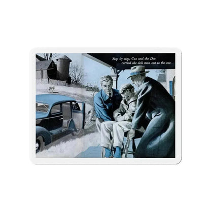 Gus Answers an Ambulance Call, Popular Science, December 1953 (Magazine Illustration) Refrigerator Magnet - The Sticker Space