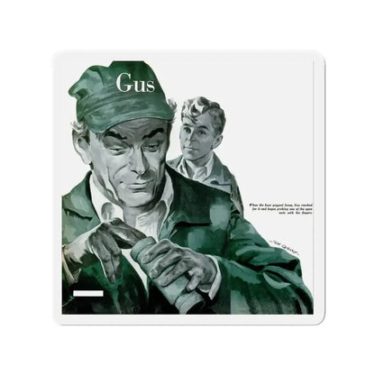Gus Cools a Hot Engine, Popular Science, June 1950 (Magazine Illustration) Refrigerator Magnet 3 Inch Die-Cut - The Sticker Space
