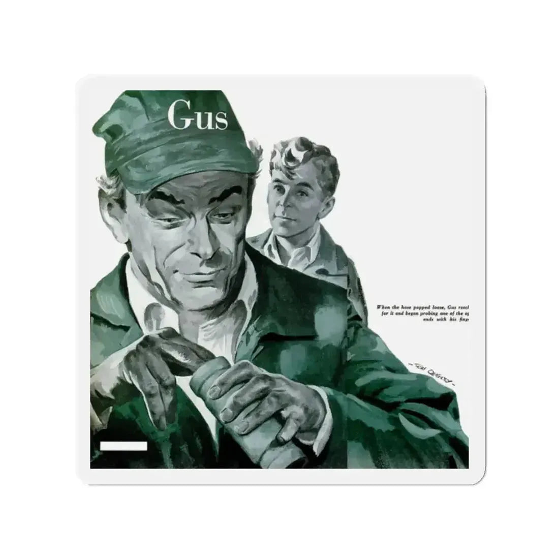 Gus Cools a Hot Engine, Popular Science, June 1950 (Magazine Illustration) Refrigerator Magnet - The Sticker Space