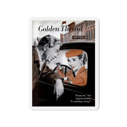 Gus Finds a Golden Thread, Popular Science, 1953 (Magazine Illustration) Refrigerator Magnet 2 Inch Die-Cut - The Sticker Space