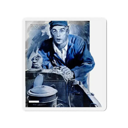 Gus Fixes the Local Scrooge, Popular Science, December 1950 (Magazine Illustration) Refrigerator Magnet 3 Inch Die-Cut - The Sticker Space