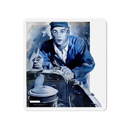 Gus Fixes the Local Scrooge, Popular Science, December 1950 (Magazine Illustration) Refrigerator Magnet 4 Inch Die-Cut - The Sticker Space