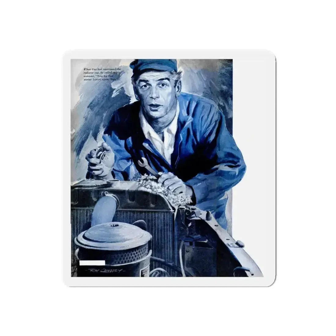 Gus Fixes the Local Scrooge, Popular Science, December 1950 (Magazine Illustration) Refrigerator Magnet 5 Inch Die-Cut - The Sticker Space