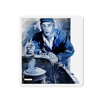 Gus Fixes the Local Scrooge, Popular Science, December 1950 (Magazine Illustration) Refrigerator Magnet 6 Inch Die-Cut - The Sticker Space