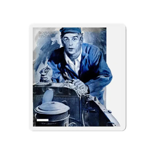 Gus Fixes the Local Scrooge, Popular Science, December 1950 (Magazine Illustration) Refrigerator Magnet 6 Inch Die-Cut - The Sticker Space