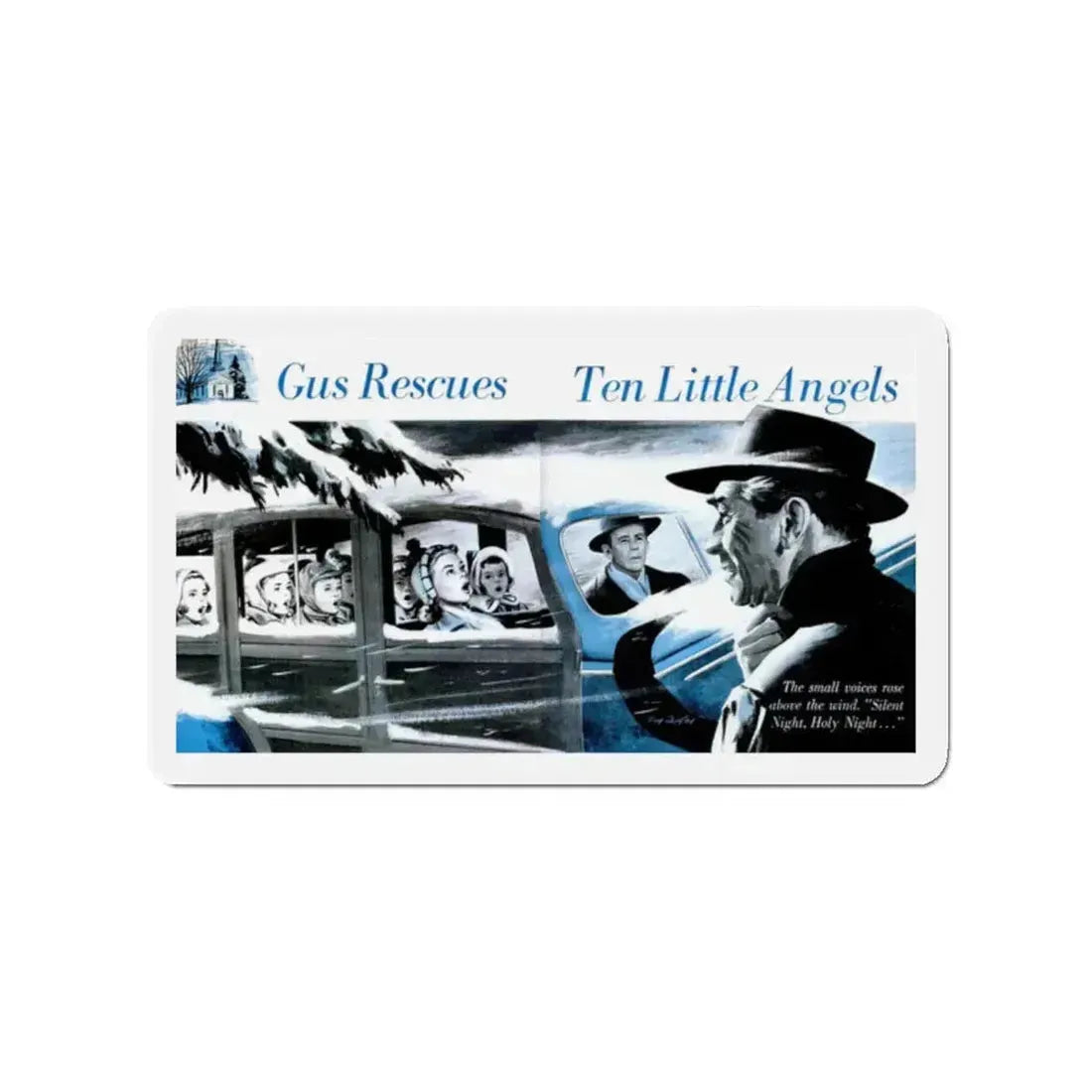 Gus Rescues Ten Little Angels, Popular Science, December 1952 (Magazine Illustration) Refrigerator Magnet 2 Inch Die-Cut - The Sticker Space