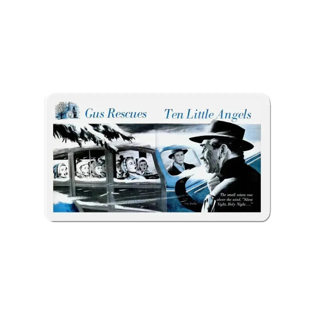 Gus Rescues Ten Little Angels, Popular Science, December 1952 (Magazine Illustration) Refrigerator Magnet 4 Inch Die-Cut - The Sticker Space