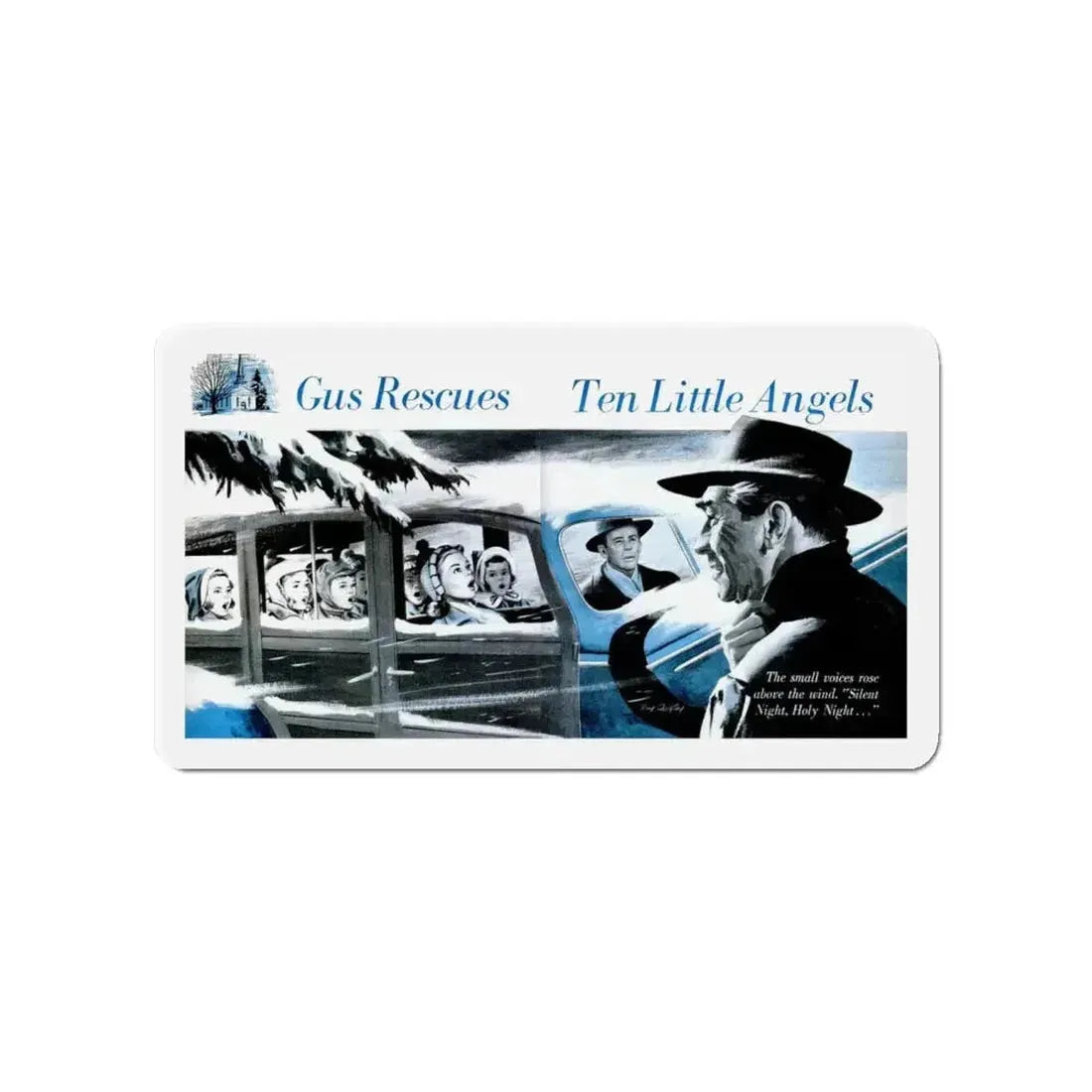 Gus Rescues Ten Little Angels, Popular Science, December 1952 (Magazine Illustration) Refrigerator Magnet - The Sticker Space