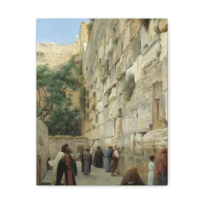 Gustav Bauernfeind (1848-1904) The Wailing Wall Jerusalem Laid Down On Panel - Canvas Wall Art 11″ x 14″ 1.25" - The Sticker Space